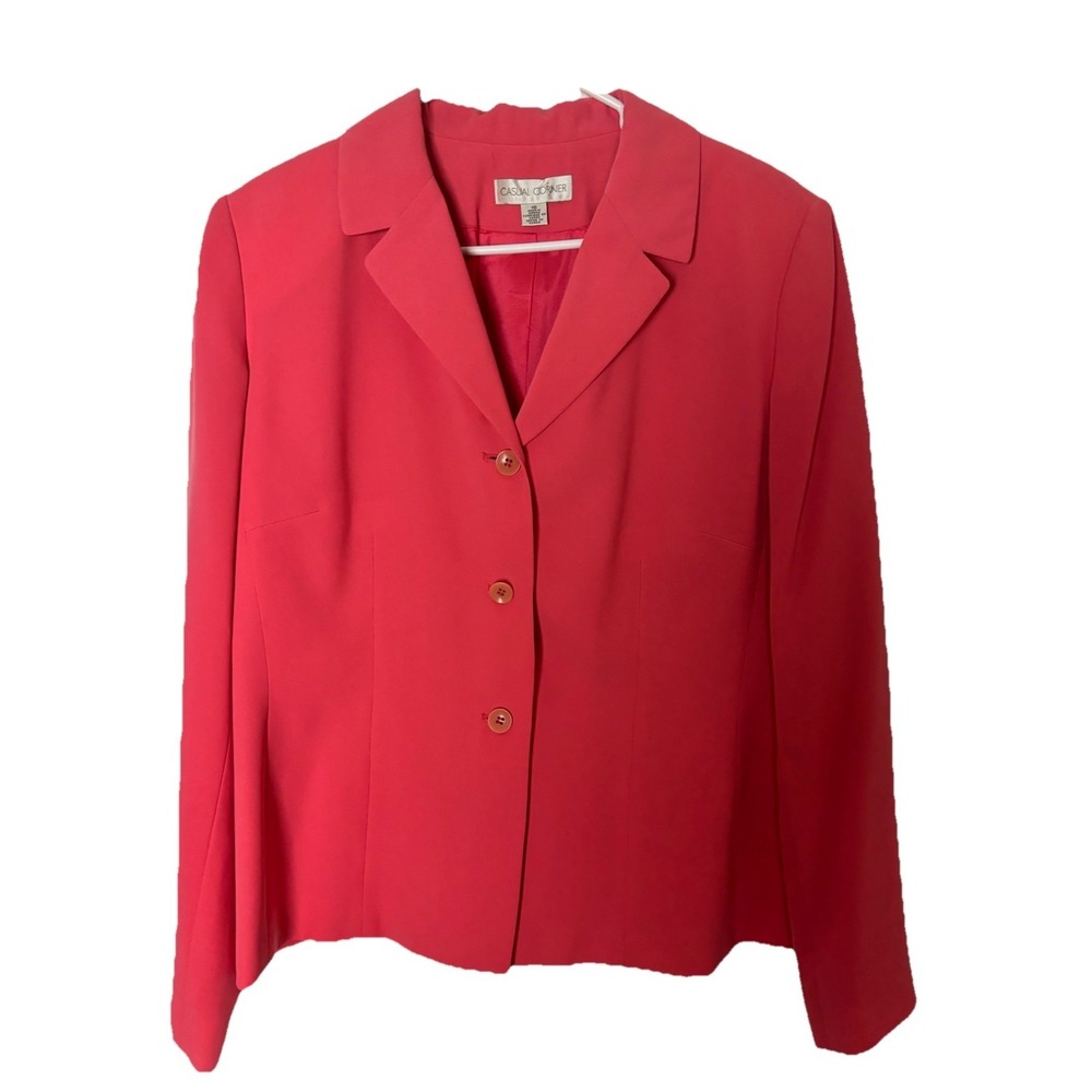 Casual Corner Women's Size‎ 16 Blazer Suit Jacket Coral Lined Career Office